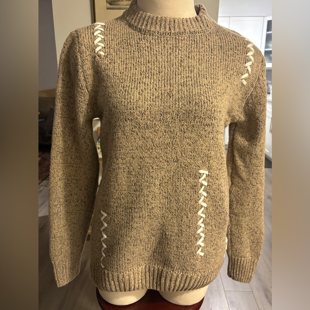 Eddie Bauer Tan Knit Sweater. Size L